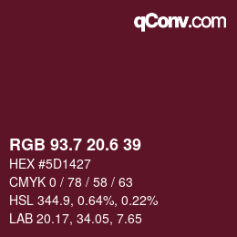 カラーコード: RGB 93.7 20.6 39 | qconv.com
