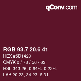 カラーコード: RGB 93.7 20.6 41 | qconv.com