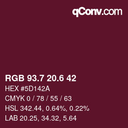 カラーコード: RGB 93.7 20.6 42 | qconv.com