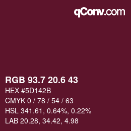 カラーコード: RGB 93.7 20.6 43 | qconv.com
