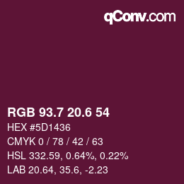 カラーコード: RGB 93.7 20.6 54 | qconv.com