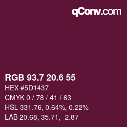 カラーコード: RGB 93.7 20.6 55 | qconv.com