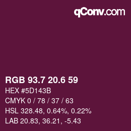 カラーコード: RGB 93.7 20.6 59 | qconv.com