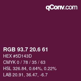 カラーコード: RGB 93.7 20.6 61 | qconv.com