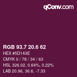 カラーコード: RGB 93.7 20.6 62 | qconv.com