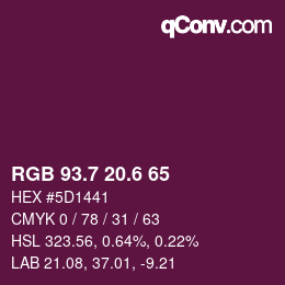 カラーコード: RGB 93.7 20.6 65 | qconv.com
