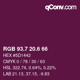 カラーコード: RGB 93.7 20.6 66 | qconv.com