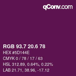 カラーコード: RGB 93.7 20.6 78 | qconv.com
