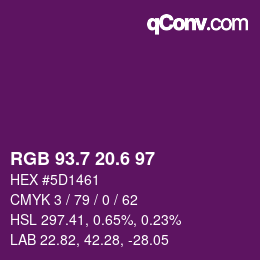 カラーコード: RGB 93.7 20.6 97 | qconv.com