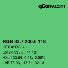 カラーコード: RGB 93.7 200.6 118 | qconv.com