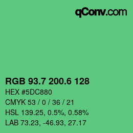 カラーコード: RGB 93.7 200.6 128 | qconv.com