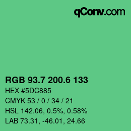カラーコード: RGB 93.7 200.6 133 | qconv.com