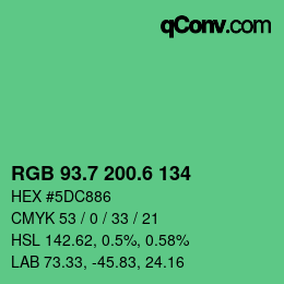 カラーコード: RGB 93.7 200.6 134 | qconv.com