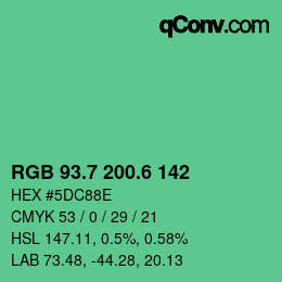カラーコード: RGB 93.7 200.6 142 | qconv.com