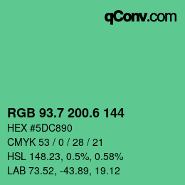 カラーコード: RGB 93.7 200.6 144 | qconv.com