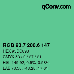カラーコード: RGB 93.7 200.6 147 | qconv.com