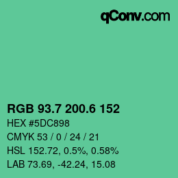 カラーコード: RGB 93.7 200.6 152 | qconv.com