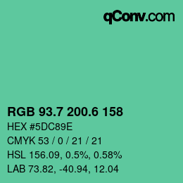 カラーコード: RGB 93.7 200.6 158 | qconv.com