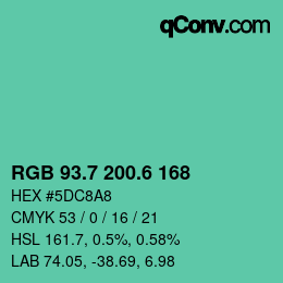 カラーコード: RGB 93.7 200.6 168 | qconv.com