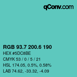 カラーコード: RGB 93.7 200.6 190 | qconv.com