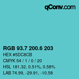 カラーコード: RGB 93.7 200.6 203 | qconv.com