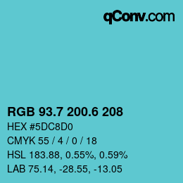 カラーコード: RGB 93.7 200.6 208 | qconv.com