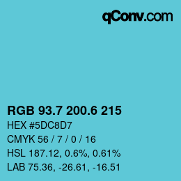 カラーコード: RGB 93.7 200.6 215 | qconv.com