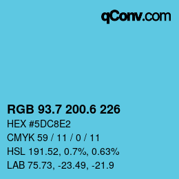 カラーコード: RGB 93.7 200.6 226 | qconv.com