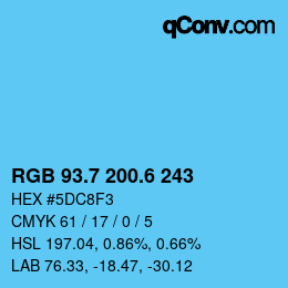 カラーコード: RGB 93.7 200.6 243 | qconv.com
