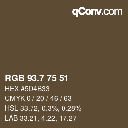 カラーコード: RGB 93.7 75 51 | qconv.com