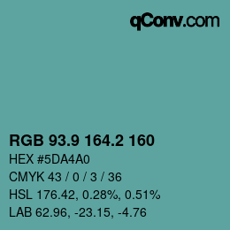 Color code: RGB 93.9 164.2 160 | qconv.com