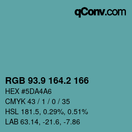 カラーコード: RGB 93.9 164.2 166 | qconv.com