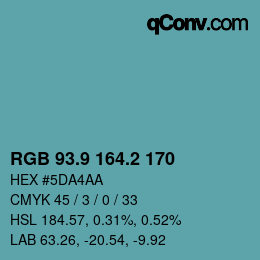 Color code: RGB 93.9 164.2 170 | qconv.com