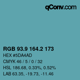Color code: RGB 93.9 164.2 173 | qconv.com