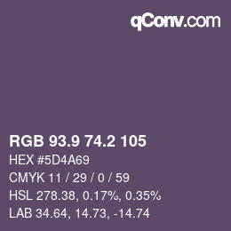Color code: RGB 93.9 74.2 105 | qconv.com
