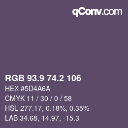 Color code: RGB 93.9 74.2 106 | qconv.com