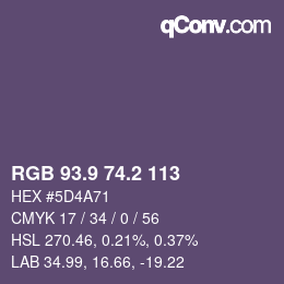 Color code: RGB 93.9 74.2 113 | qconv.com