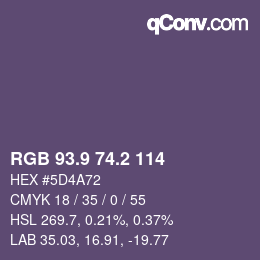 カラーコード: RGB 93.9 74.2 114 | qconv.com