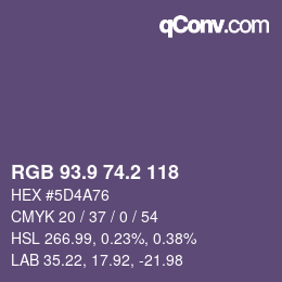 Color code: RGB 93.9 74.2 118 | qconv.com