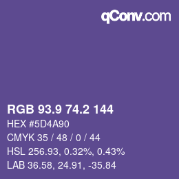 カラーコード: RGB 93.9 74.2 144 | qconv.com