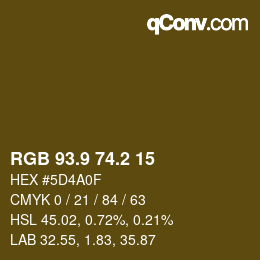 Color code: RGB 93.9 74.2 15 | qconv.com