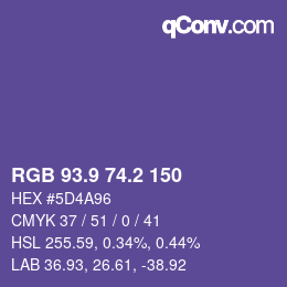 カラーコード: RGB 93.9 74.2 150 | qconv.com