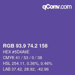 カラーコード: RGB 93.9 74.2 158 | qconv.com
