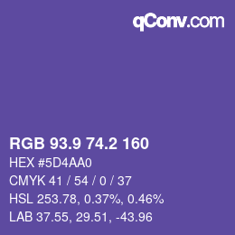 カラーコード: RGB 93.9 74.2 160 | qconv.com
