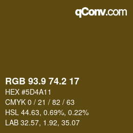カラーコード: RGB 93.9 74.2 17 | qconv.com