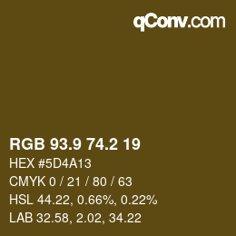 Color code: RGB 93.9 74.2 19 | qconv.com