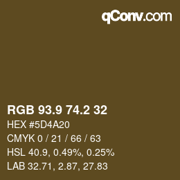 Color code: RGB 93.9 74.2 32 | qconv.com