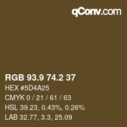Color code: RGB 93.9 74.2 37 | qconv.com