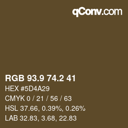 Color code: RGB 93.9 74.2 41 | qconv.com