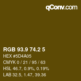 Color code: RGB 93.9 74.2 5 | qconv.com